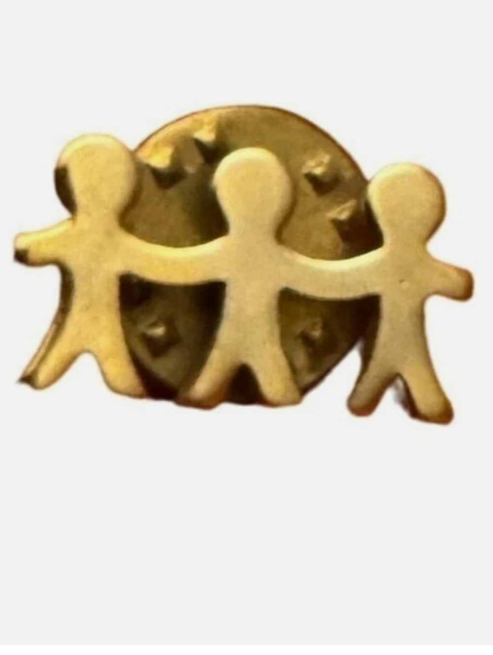 Vintage Brass Lapel Pin Three Holding Hands Collectible